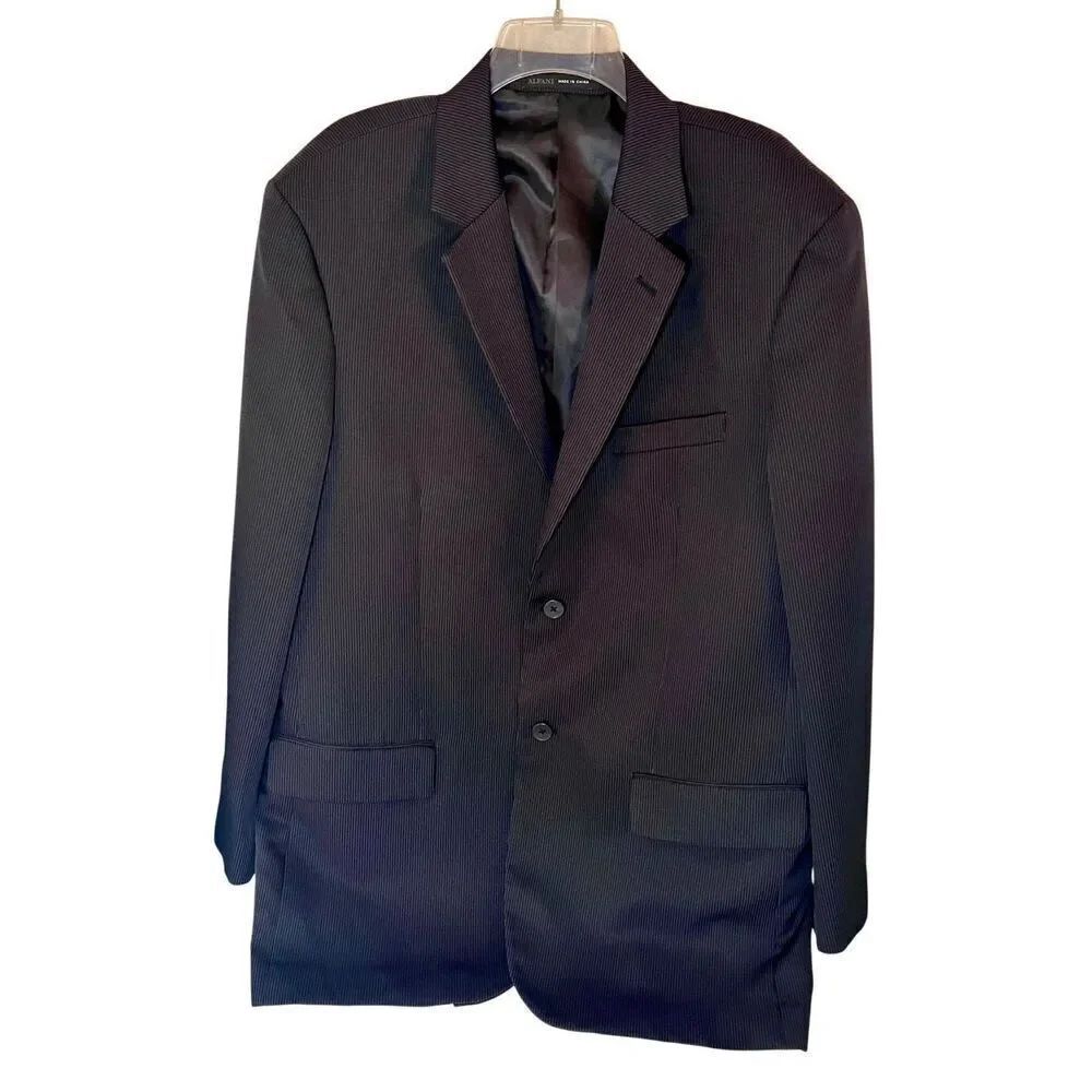 Alfani Mens Black Stripe Blazer Jacket Size Large